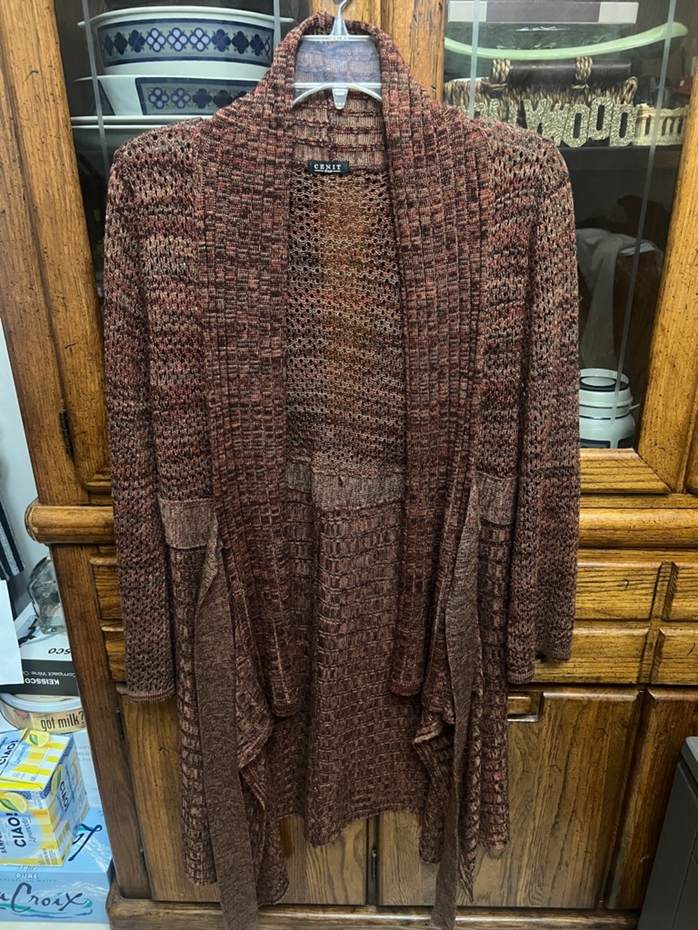 CAbi Open-Front Chunky Knit Cardigan - Brown Rust